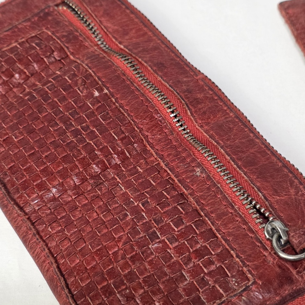 Cowboy Bags Wallet - Red Leather - Weave Pattern Western Style - Picture 11 of 12